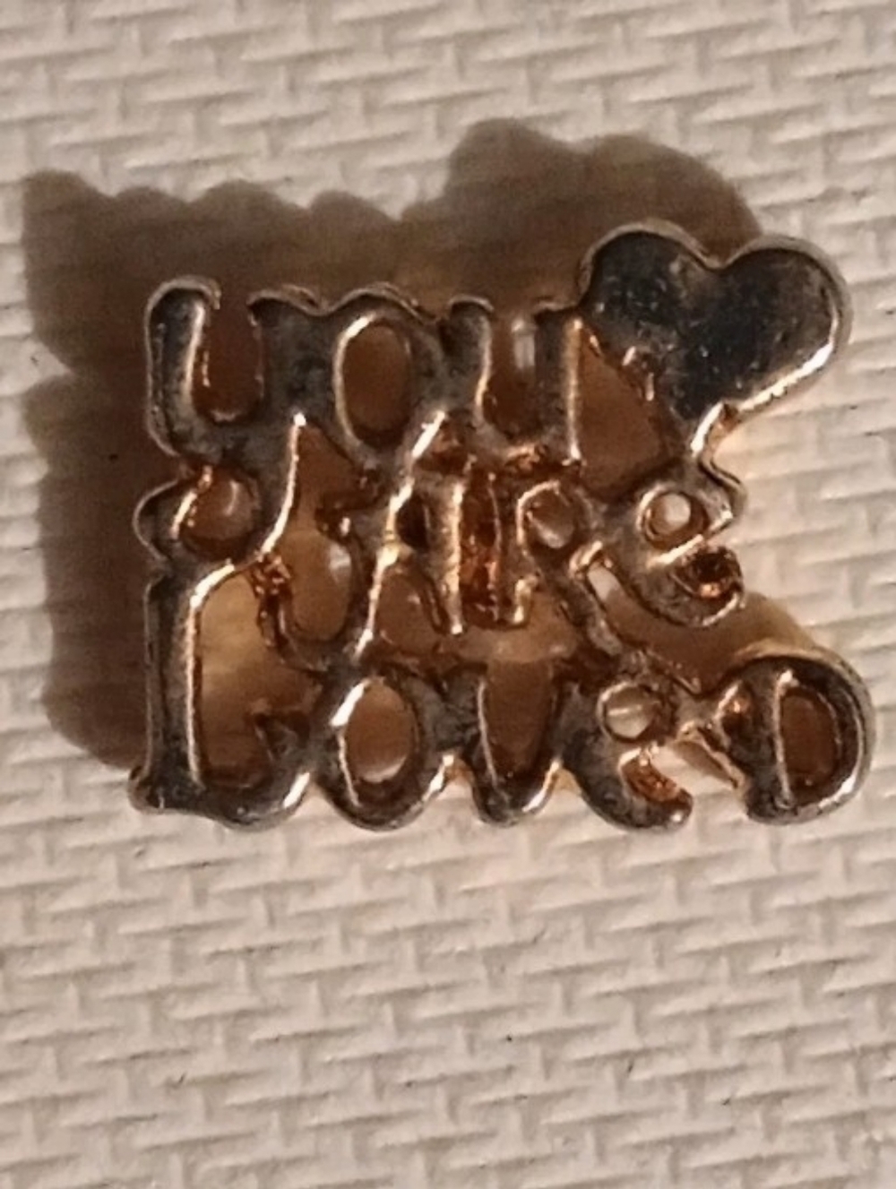 You Are Loved Gold Tone Words Heart Vintage Collectible Lapel Vest Hat Pin